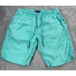 Vilebrequin Baie Linen Bermuda Shorts Mens XXL Aqua Blue Drawstring 11" Inseam